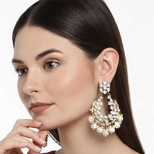 Gold-PlatedCrescent Shaped Drop Earrings