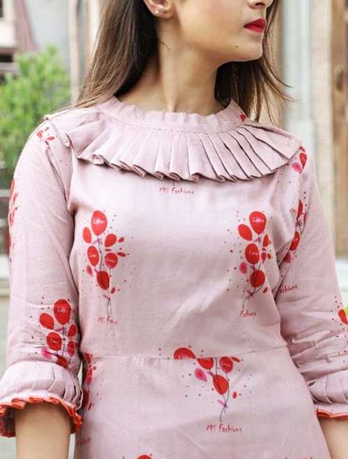 Pleated Style Kurti Neck Design