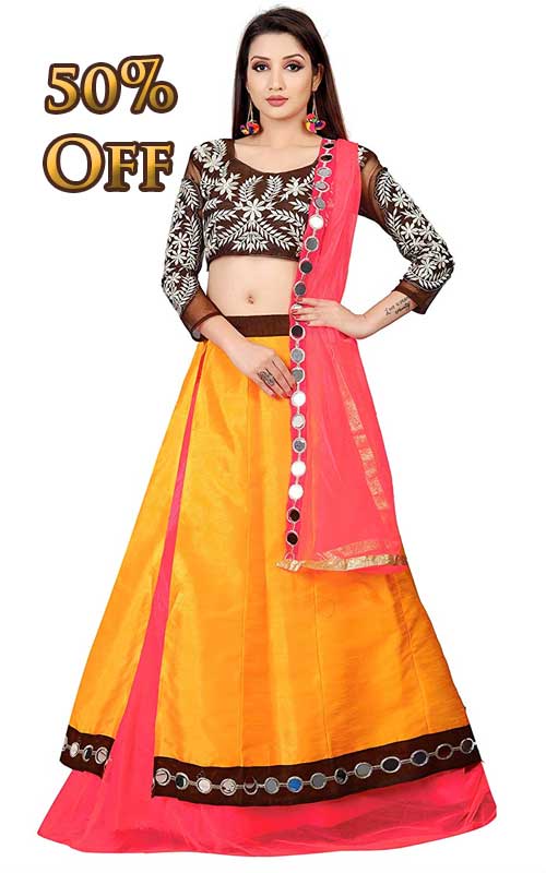 Banglori Silk Mirror Work Lehenga Choli