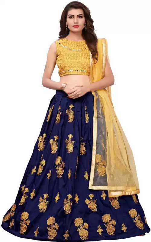 Embroidered Semi Stitched Lehenga