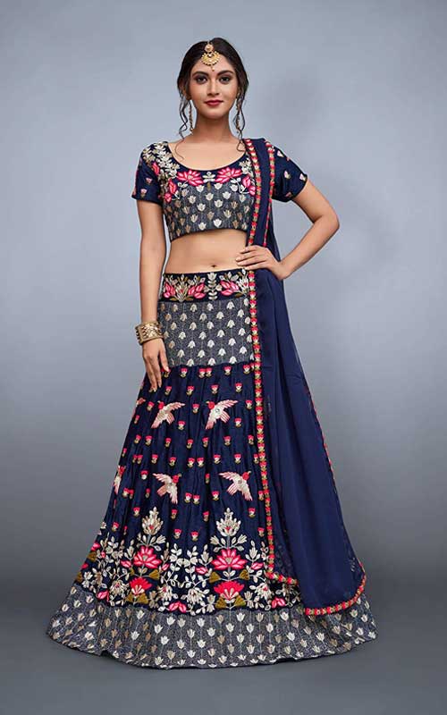 Mirror Work Embroidered Bridal Lehenga Choli