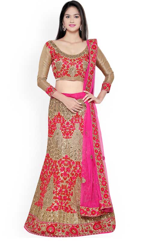 Pink & Gold-Toned Lehenga