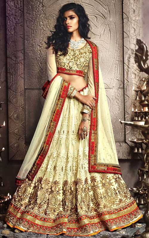 Off White Colour Dupatta Lehenga