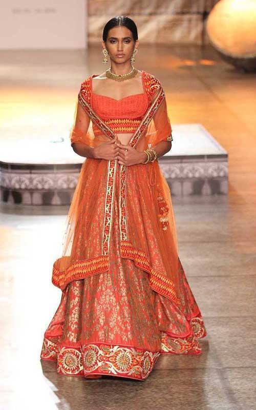 Orange Colour Dupatta Lehenga