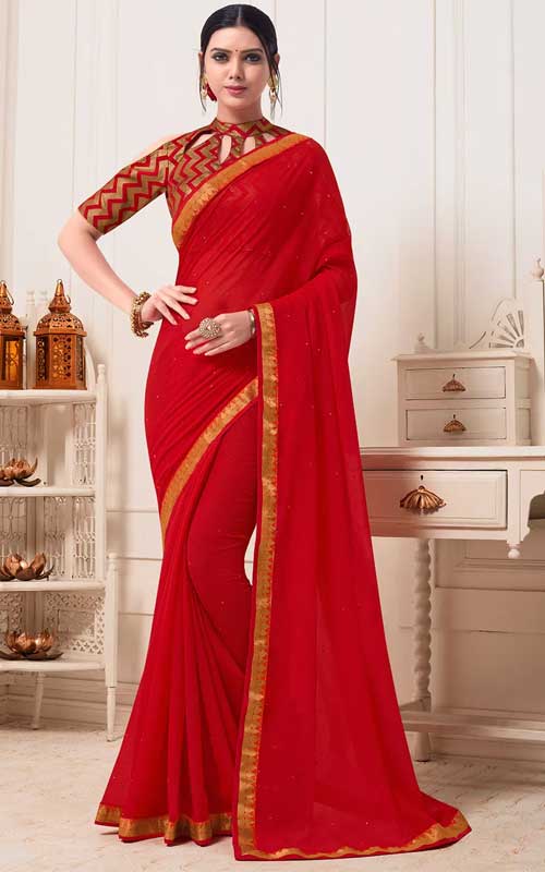 Plain Chiffon Saree