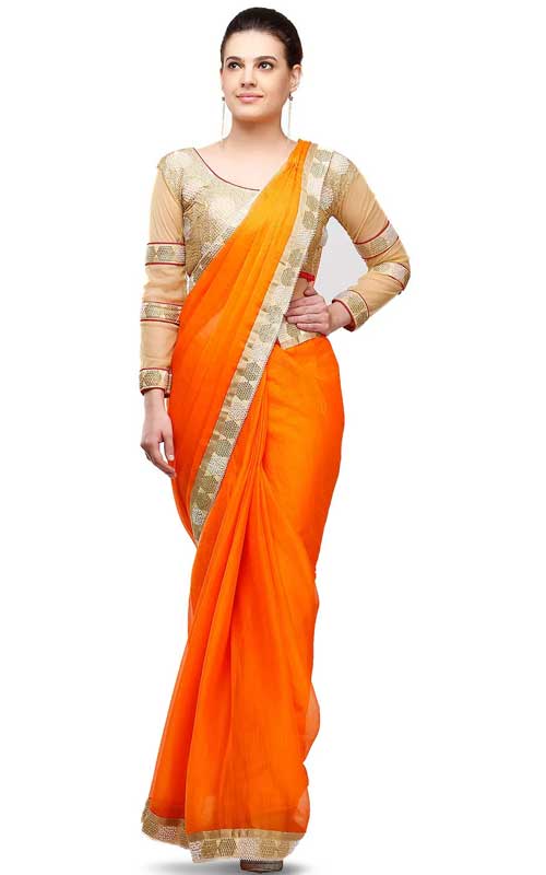 Plain Chiffon Saree