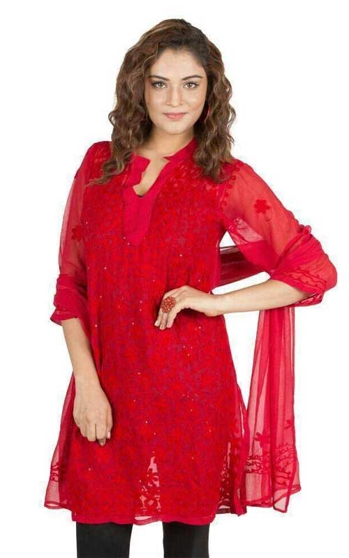  Lakhnawi Aari Work Short Kurti