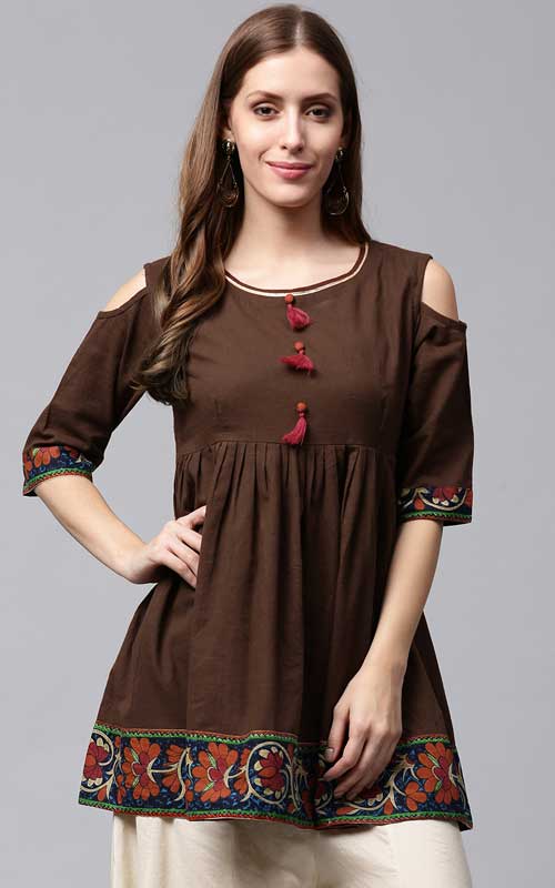 Cold-Shoulder A-Line Kurti