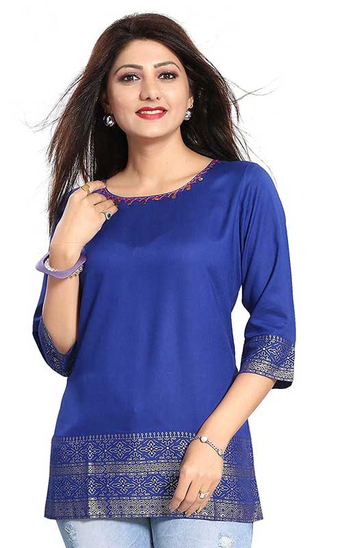 Cotton 3/4 Sleeve Short Kurti 