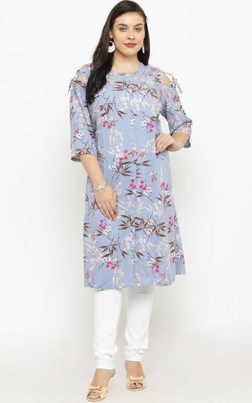 Blue Printed Straight Kurta