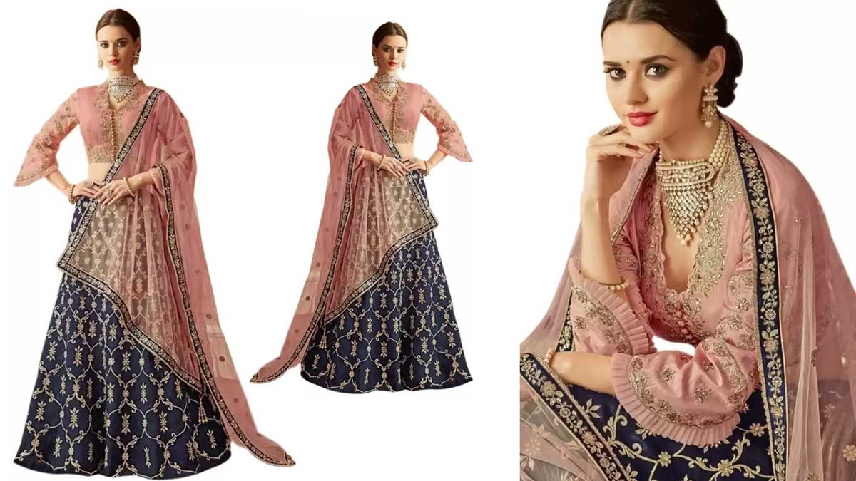 Embroidered Semi Stitched Lehenga