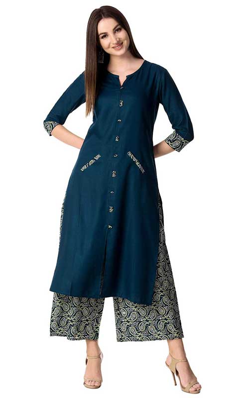 Rayon Kurta With Palazzo Pant Set