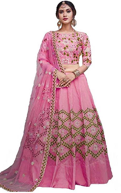Buy Pink Beauty Women's Red Umbrella Cut Silk Lehenga/Skirt for  Party/Festival Function. at Amazon.in