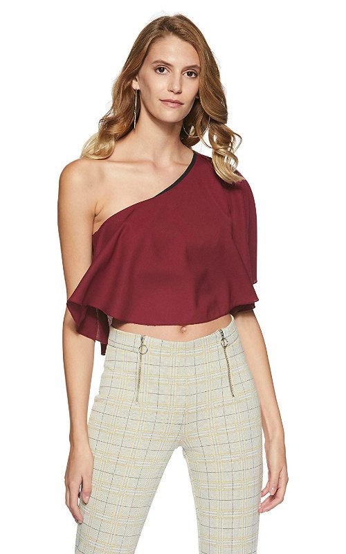 Women's Georgette One Shoulder Crop Top