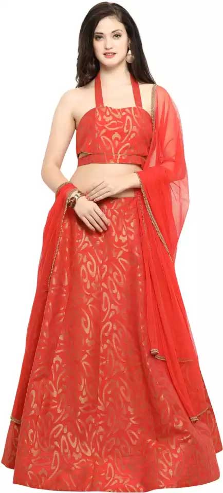 Sleeveless Striped Banarasi Lehenga Set