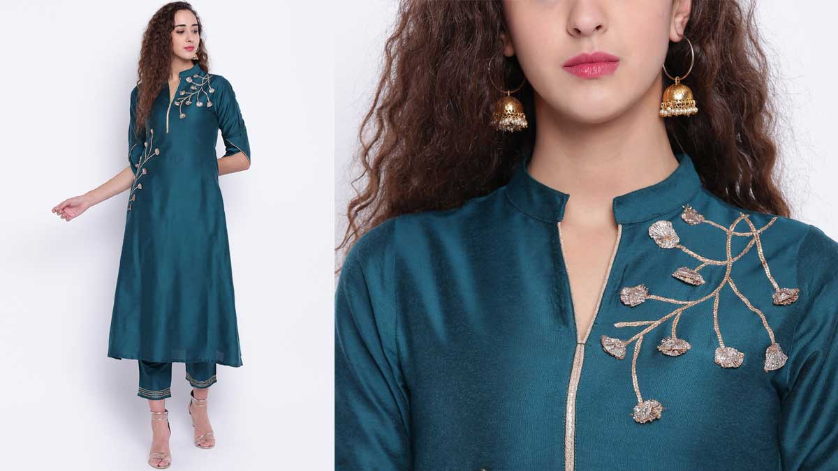 Teal Green Kurti & Matching Salwaar