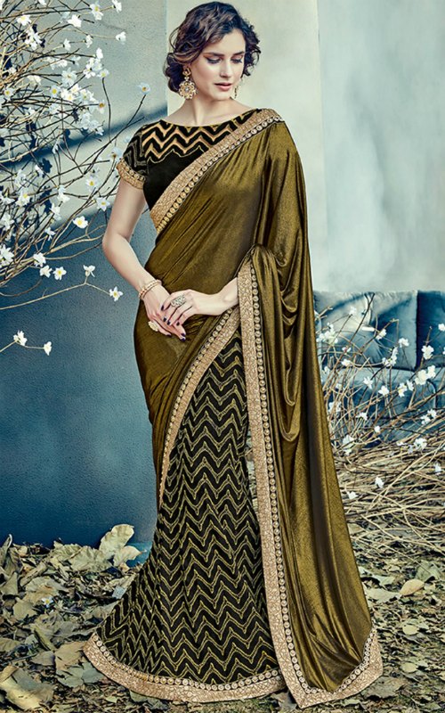 Black Embroidered Lycra Net Lehenga Saree