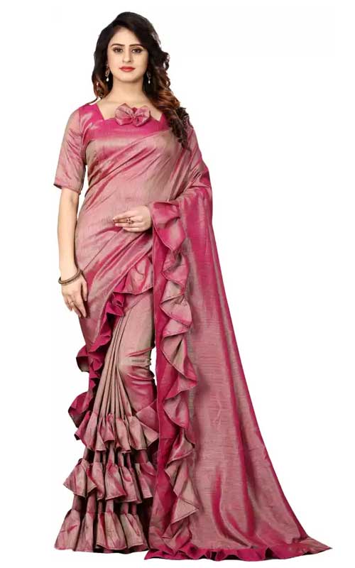 Bollywood Style Ruffle Silk Saree 