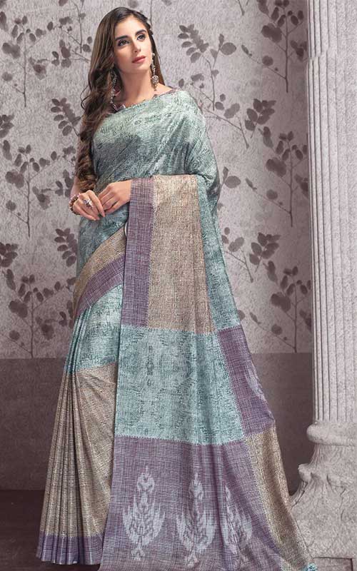 Colour Block Tussar Saree