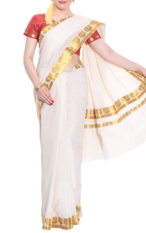 Cotton Kasavu Saree With Blouse