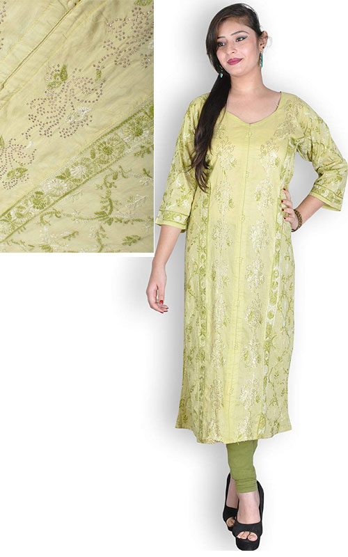 Cotton Kurta with Chikankari & Mukaish Work