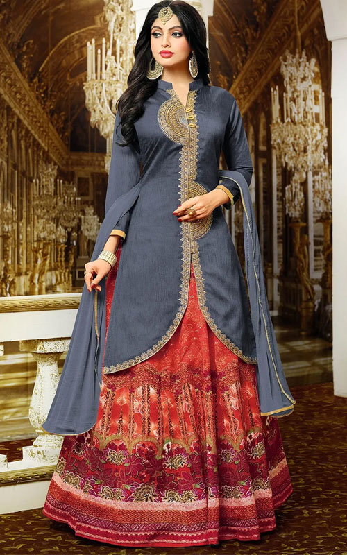 Embroidered Art Silk Lehenga