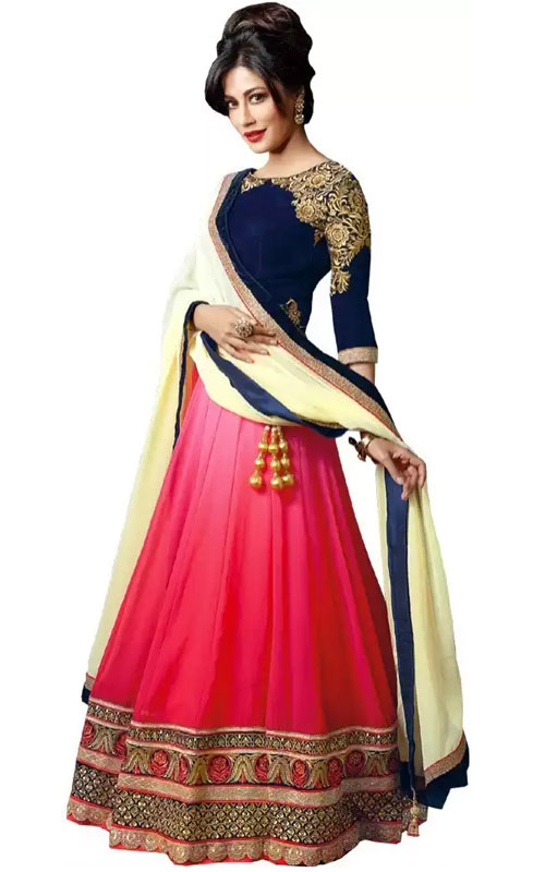 Embroidered Semi Stitched Lehenga Choli