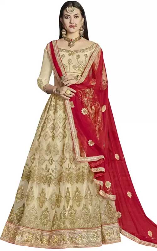 Embroidered Semi Stitched Lehenga Choli