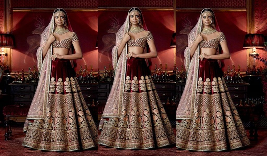 Embroidered Velvet Lehenga Choli