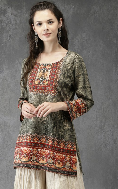 Grey Printed Kurti