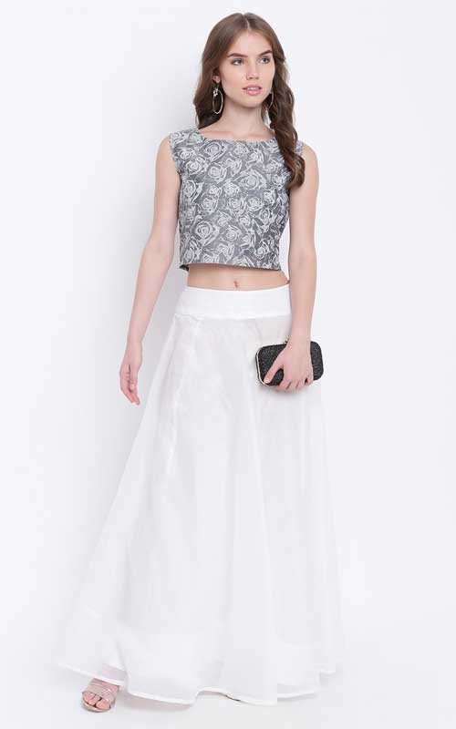 Grey Ready to Wear Lehenga with Blouse