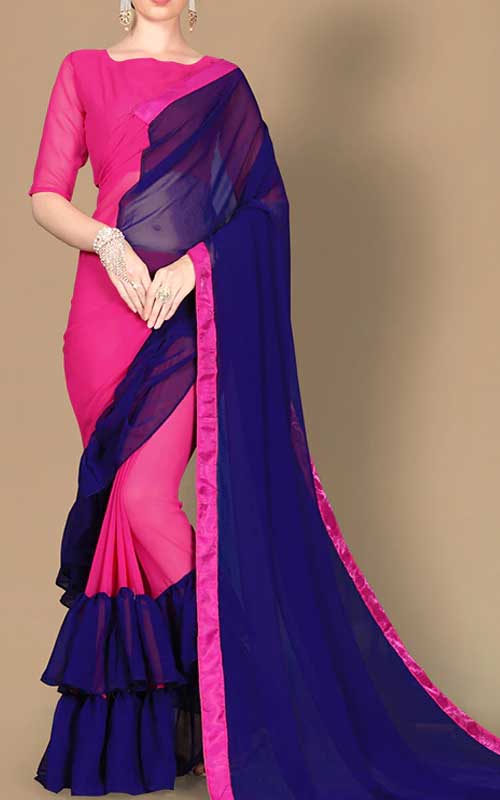 Half & Half Ruffle Fusion Saree