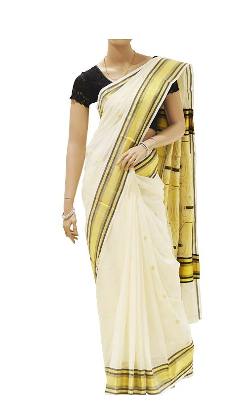 Handloom Kerala Kasavu Saree