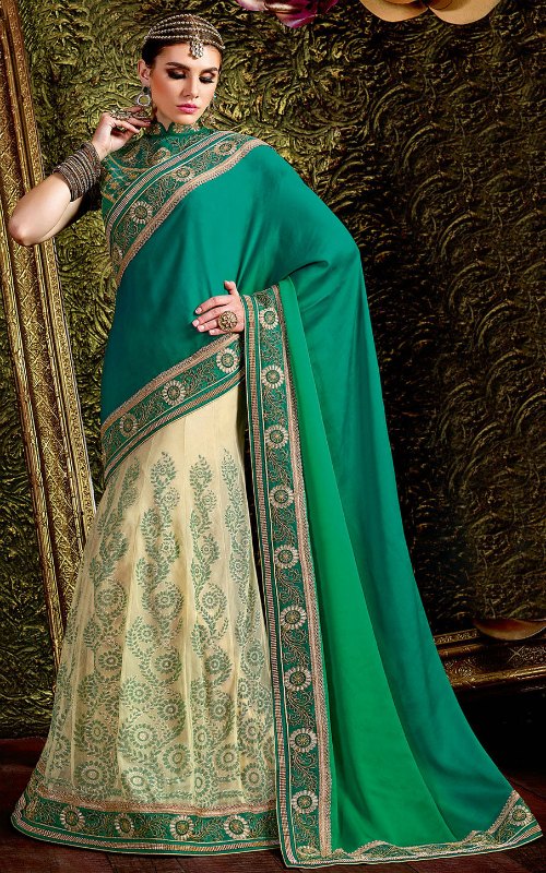 Lehenga Style Satin Georgette Saree