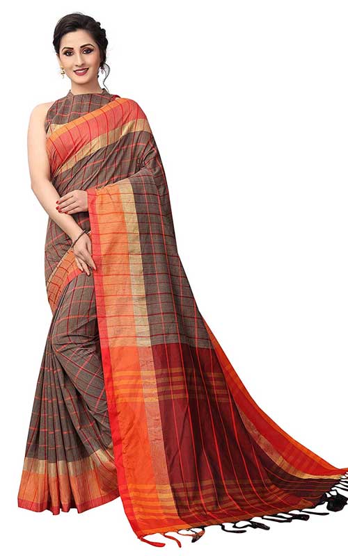 লিনেন শাড়ি ব্লাউজ পিস সহ 