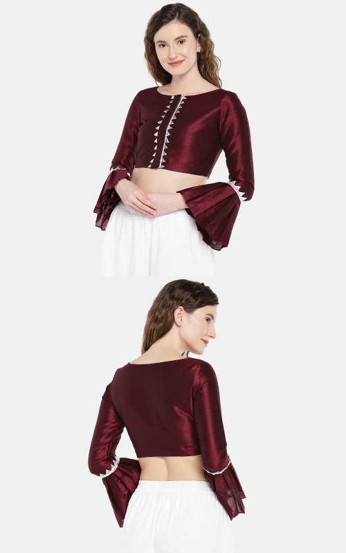Maroon Solid Non-Padded Blouse