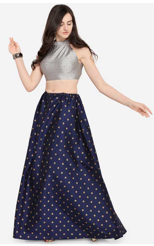 Navy Blue Ready to Wear Lehenga with Blouse