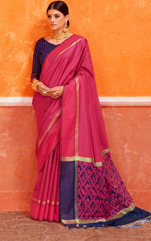 Pink Silk Tussar Saree 