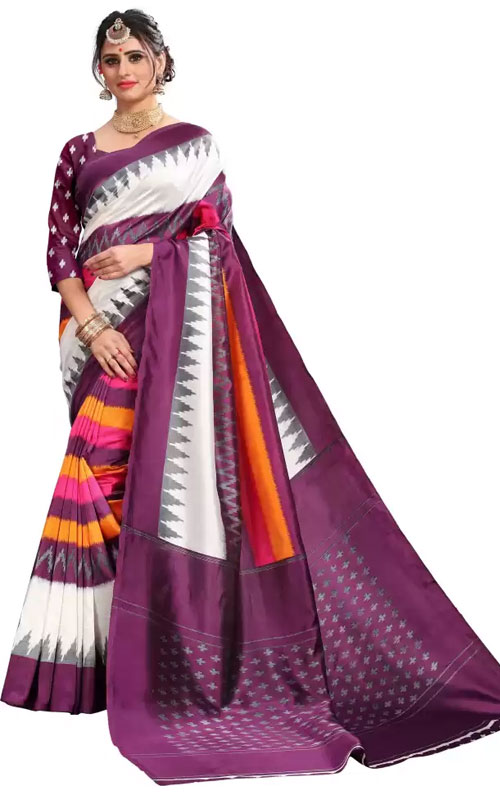 Printed Murshidabad Poly Silk Saree 