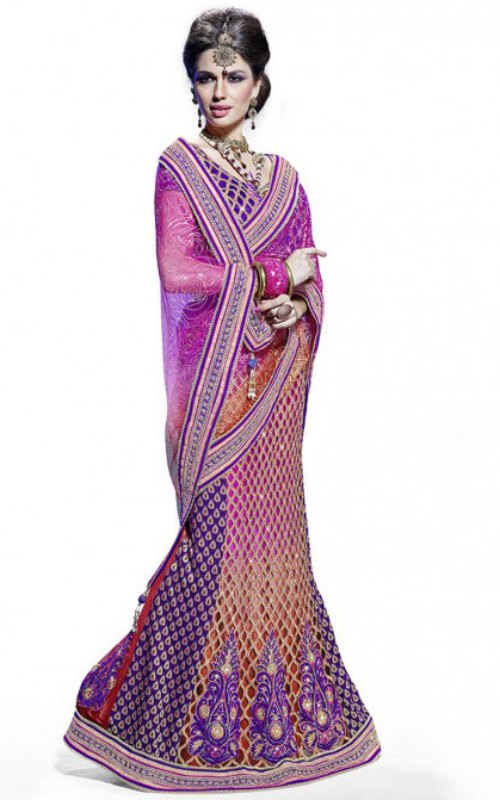 Shaded Pink Lehenga Saree With Blouse