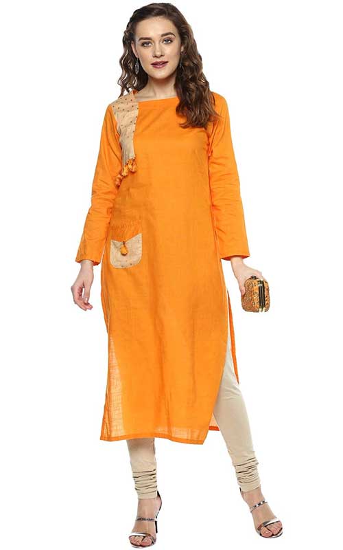 Solid Long Cotton Kurti