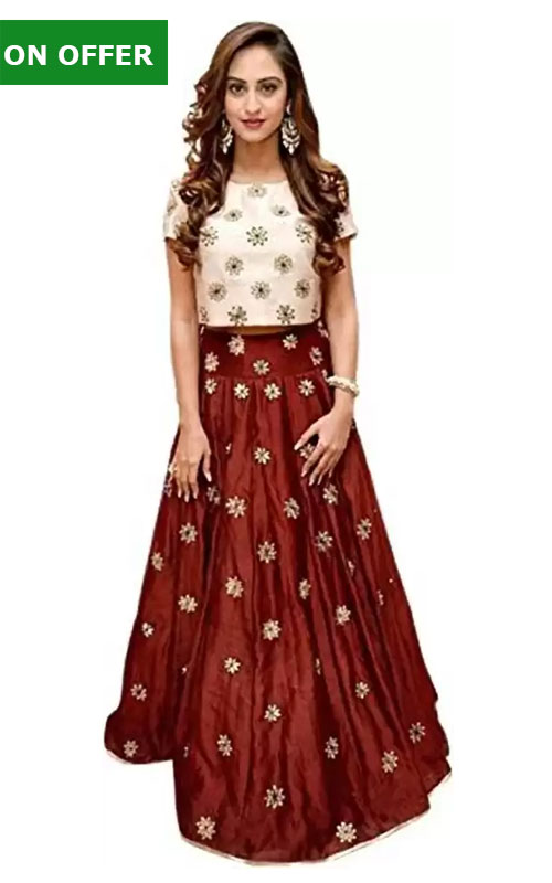 Solid Semi Stitched Lehenga Choli 