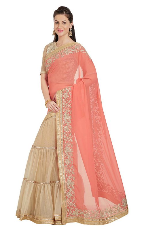 Stone Work Georgette Lehenga Saree