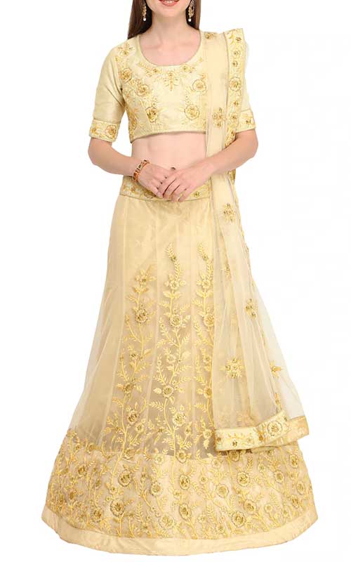 Tonal Embroidered A-Line Lehenga