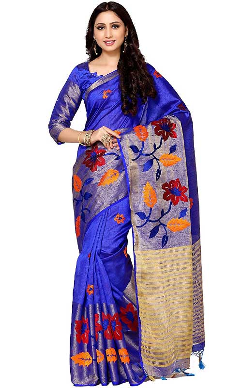 Tussar Silk Saree (Blue)