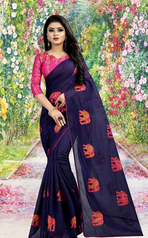 চান্দেরি কটন সিল্ক শাড়ি