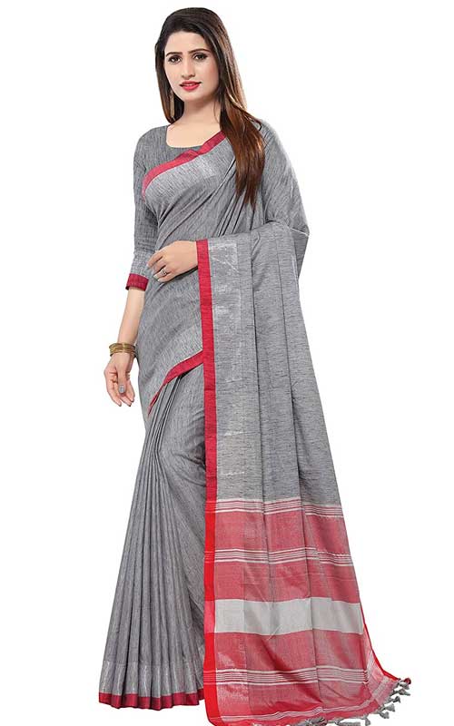 কটন শাড়ি ব্লাউজ পিস সহ