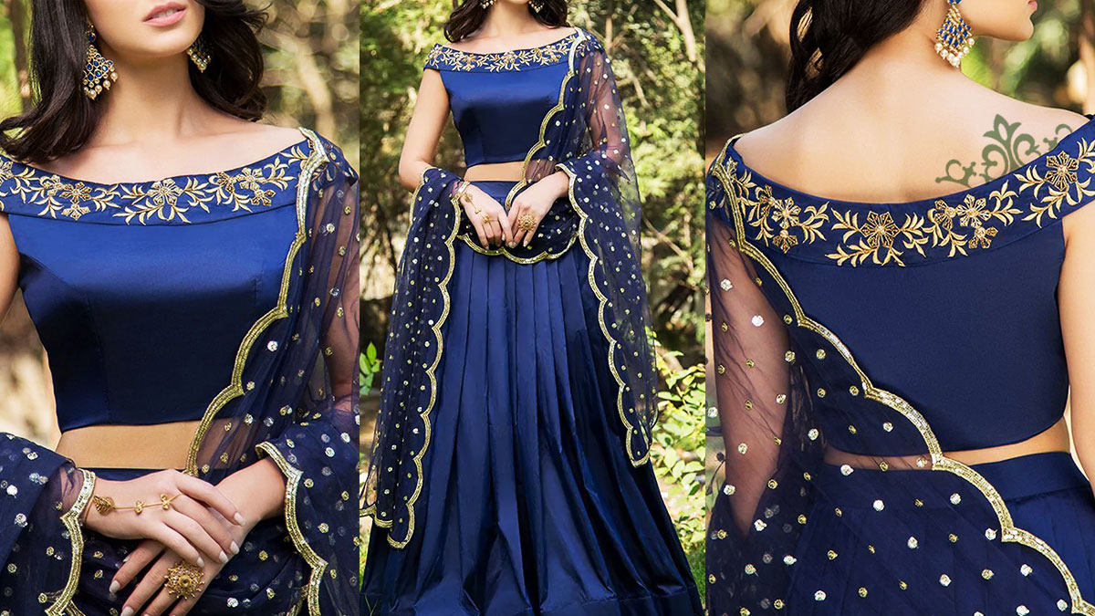 Blue Silk Lehenga-Choli