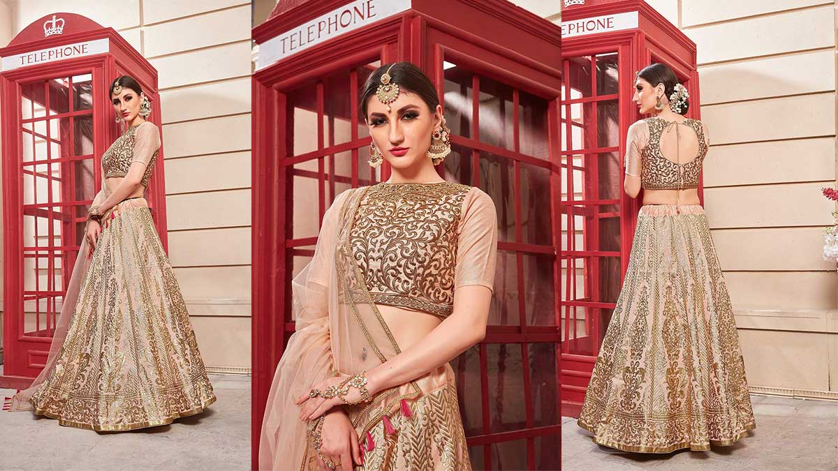 Metallic Foil Thai Silk Lehenga Choli