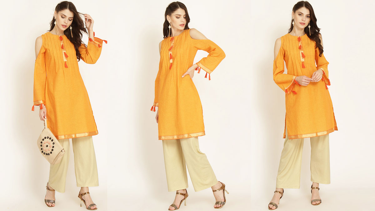 Orange Kurti in Cotton